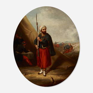 James Hamilton Shegogue, Ready for Battle: James Hamilton Shegogue Ready for Battle oil on canvas 30 h × 25 w in (76 × 63 cm) Signed to lower right 'J.H. Shegogue' with illegible title. Provenance: Private Collection, Fort