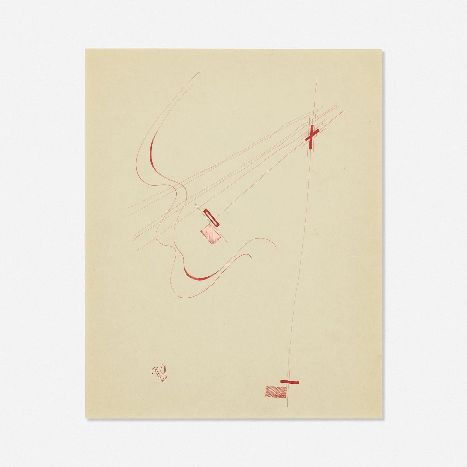 Dwinell Grant, Untitled: Dwinell Grant Untitled 1936 ink on paper 10.5 h × 7.75 w in (27 × 20 cm) Measurements are of sight. Signed and dated to lower left 'DG 36'. Signed and dated to verso 'Dwinell Grant,
