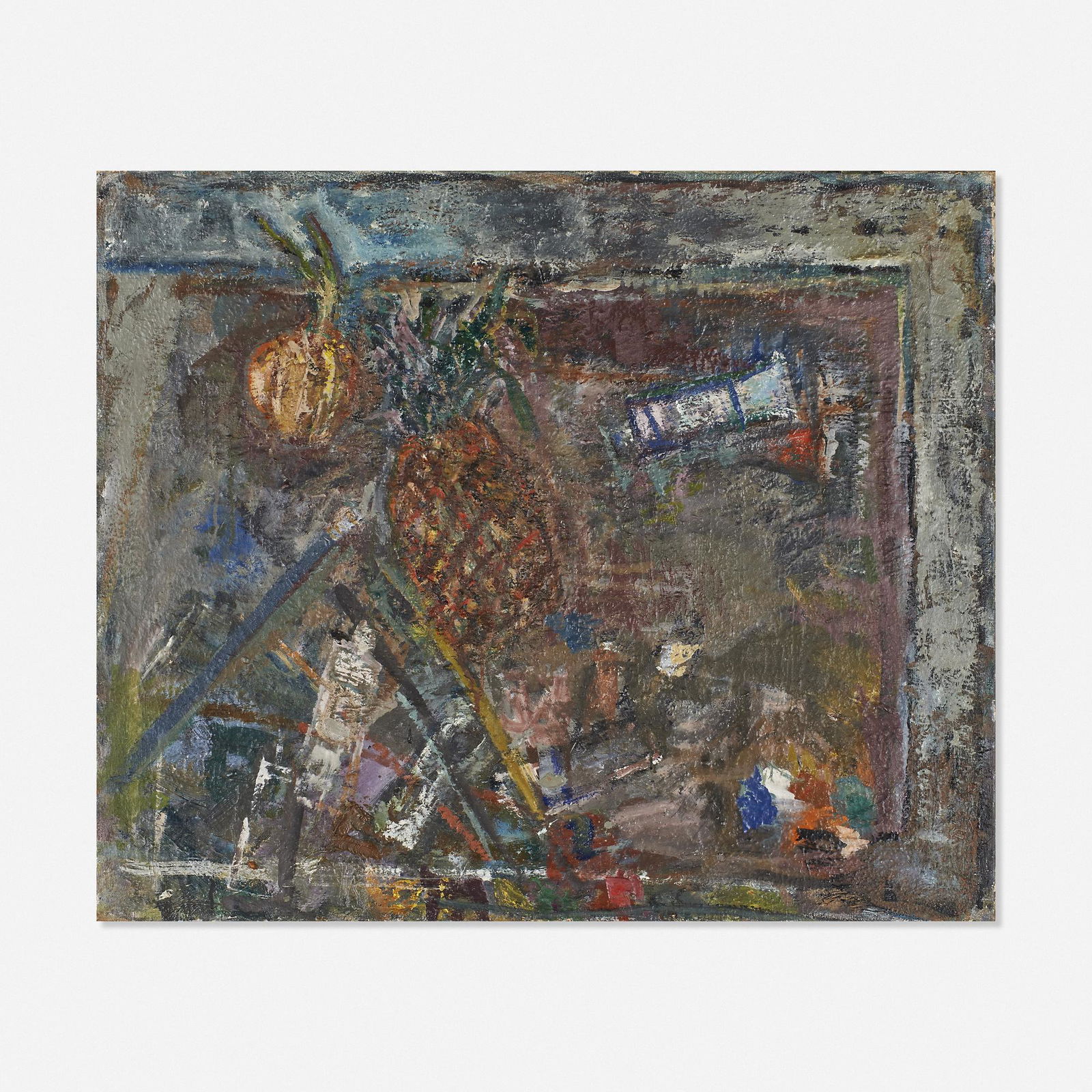 Gandy Brodie, Still Life: Gandy Brodie Still Life c. 1963oil on canvas27.5 h × 33 w in (70 × 84 cm) Provenance: Robert J. Schoelkopf Gallery, New York | Private Collection, New York