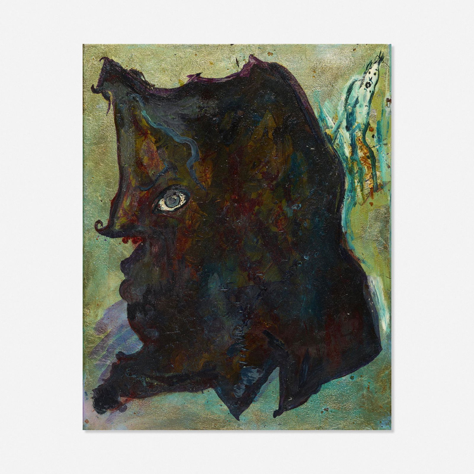 Michaela Eichwald, Boeser Mensch Mit Gemeinen Absichten: Michaela Eichwald Boeser Mensch Mit Gemeinen Absichten 2007metal leaf, oil, and varnish on canvas19.75 h × 15.75 w in (50 × 40 cm) Signed, titled and dated to verso 'Boeser Mensch Mit