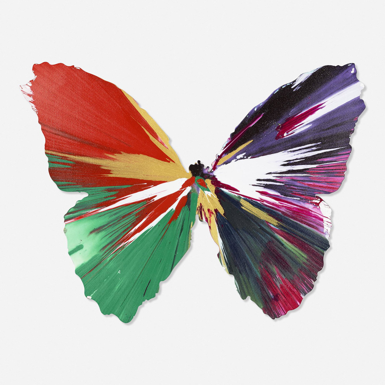 Damien Hirst, Butterfly Spin Painting: Damien Hirst Butterfly Spin Painting 2009 acrylic on paper 21 h × 26.75 w in (53 × 68 cm) Created with public collaboration at the Damien Hirst Spin Workshop to celebrate the opening of