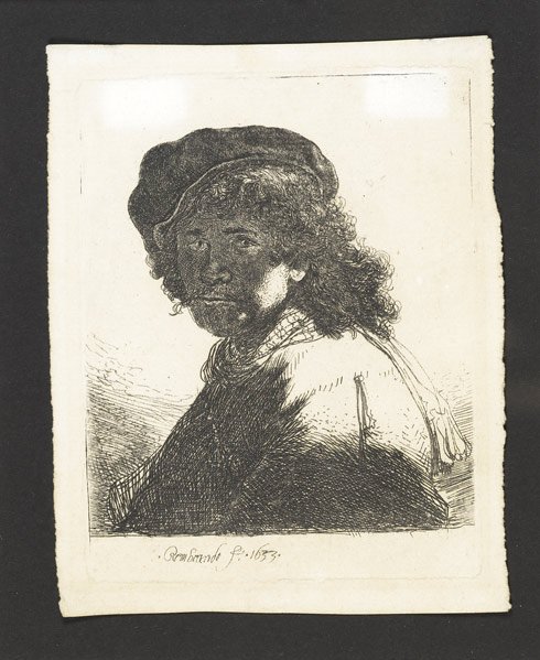 Rembrandt van Rijn (Dutch, 1606-1669) Self-Portrait: Rembrandt van Rijn (Dutch, 1606-1669) Self-Portrait in a Cap and Scarf with the Face Dark, Bust, 1633; Etching (late 19th / early 20th C. impression); 5 7/8'' x 4 1/4'' (sheet); Literature: Bartsch 17