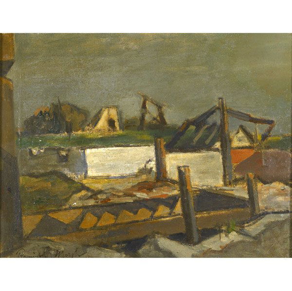 Reginald Marsh (American, 1898-1954) Cement Mill Ru: Reginald Marsh (American, 1898-1954) Cement Mill Ruin No. 2; Oil on canvas (framed); Signed; 14'' x 18''; Provenance: Private Collection, New Jersey