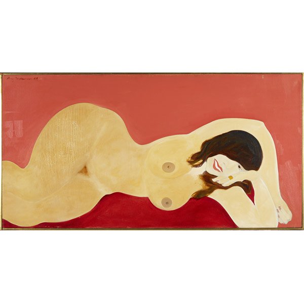 Ben Johnson (American, 1902-1967) Two works of: Ben Johnson (American, 1902-1967) Two works of art: Marjorie with Smiling Face, 1963; Oil on canvas (framed); Signed and dated; 25 1/4'' x 50 1/4''; Provenance: Gallery 63, Inc., New York (label on ve