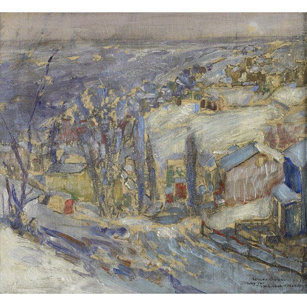 George William Sotter (American, 1879-1953) Study: George William Sotter (American, 1879-1953) Study for Hill Road, Pittsburgh, 1914; Oil on board (framed); Signed, dated and titled; 8 1/2'' x 9 1/4''; Provenance: Christie's, New York, May 5, 1999, lo