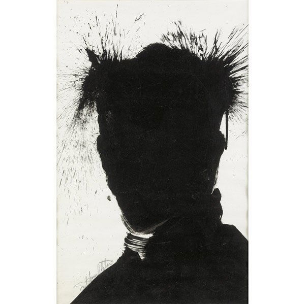 Richard Hambleton (American, b. 1954) Two works o: Richard Hambleton (American, b. 1954) Two works of art: Untitled (Shadow Head/White); Acrylic on paper (framed); Signed; 22 3/8'' x 16 3/4'' (sheet); Untitled (Shadow Head/Yellow); Acrylic on paper (f