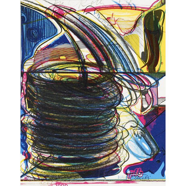 Dieter Roth (German, 1930-1998) Two works of art: Dieter Roth (German, 1930-1998) Two works of art: Blau & Gelb (1974) Offset lithograph in colors (framed); Signed and dated; 8 1/2'' x 6 3/4'' (sheet); Indigo; Screenprint (two sheets, framed together