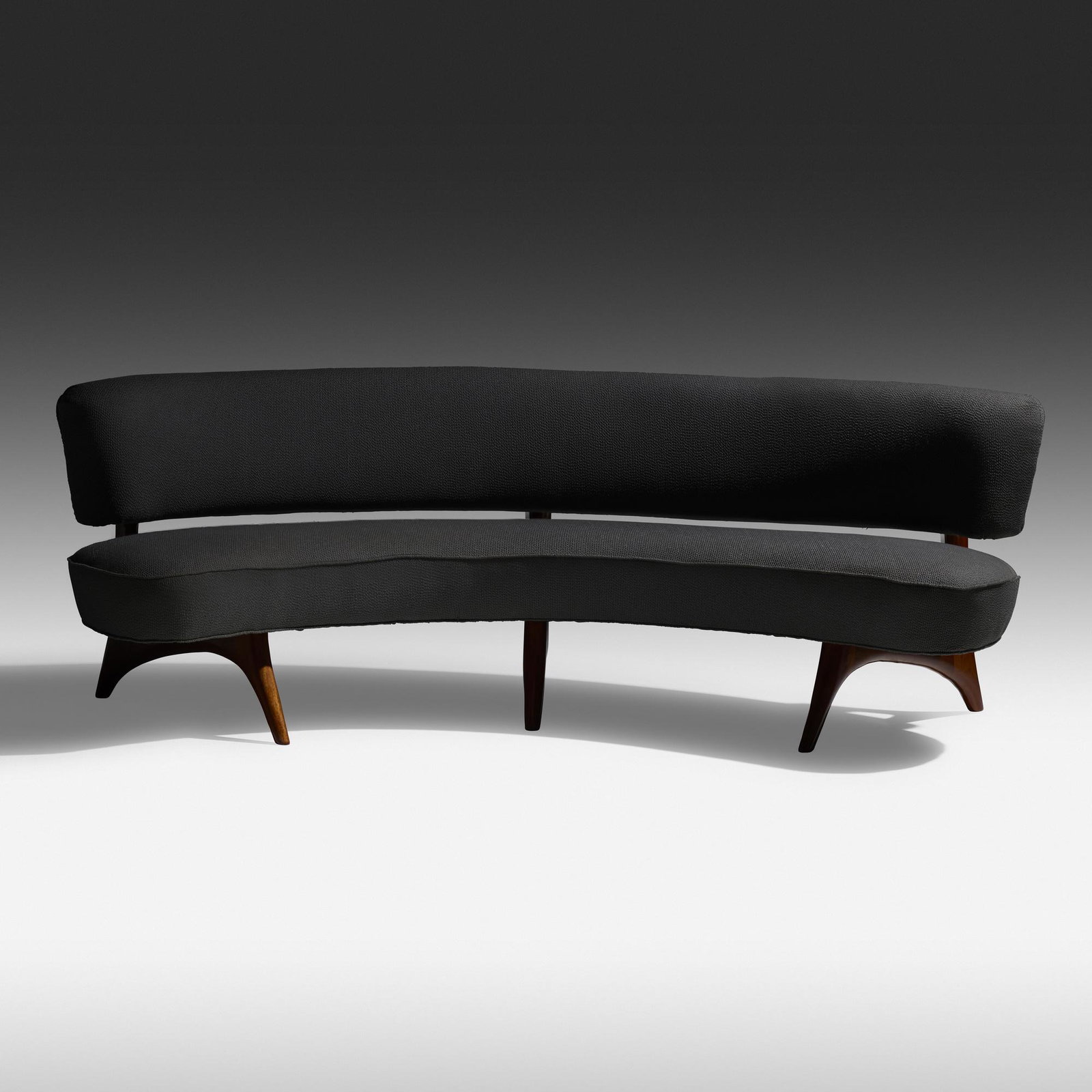 Vladimir Kagan, Floating Seat and Back sofa: Vladimir Kagan Floating Seat and Back sofa Vladimir Kagan Designs, Inc. USA, c. 1952 / c. 1980 walnut, upholstery 31 h × 81 w × 36 d in (79 × 206 × 91 cm) Upholstery ma
