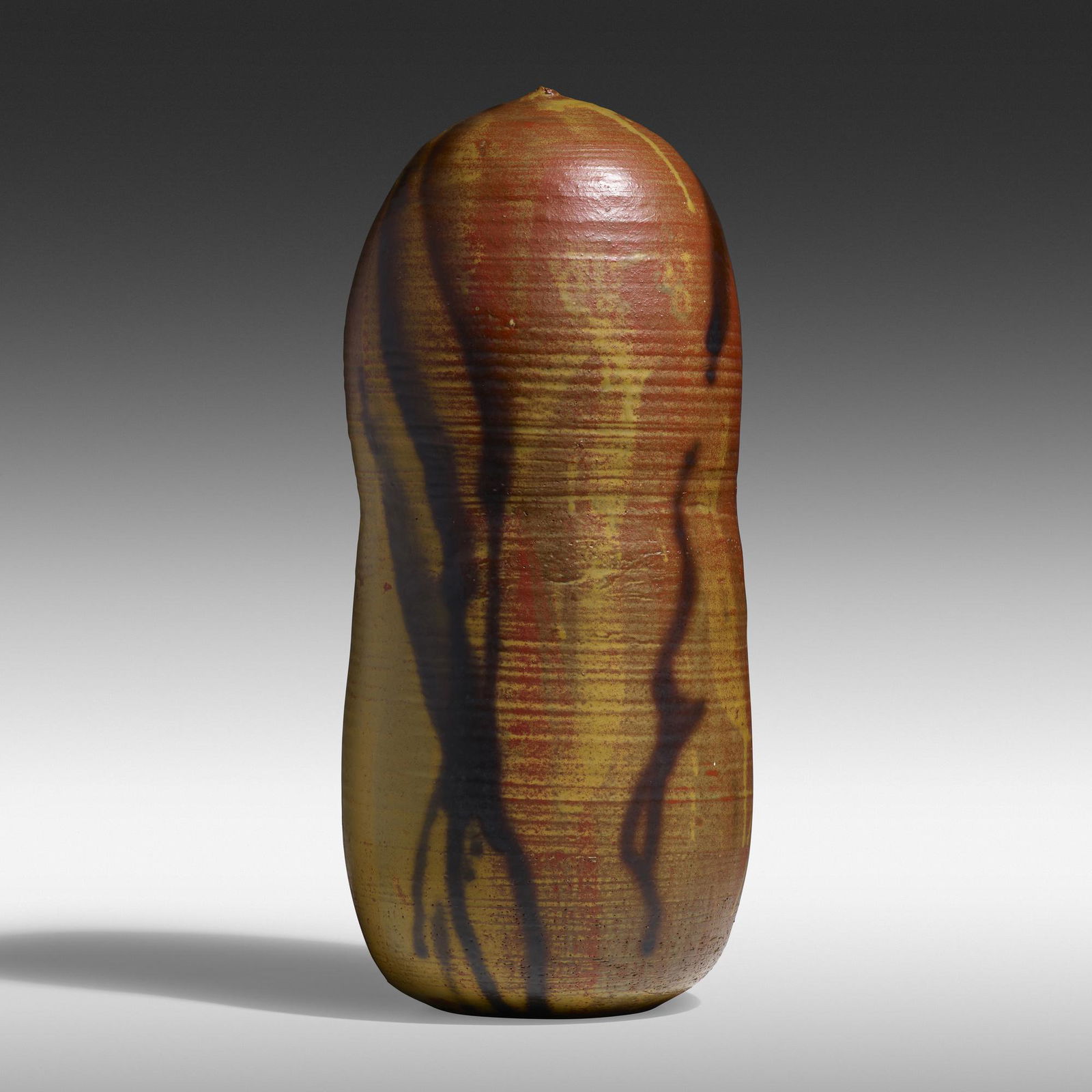 Toshiko Takaezu, Closed Form: Toshiko Takaezu Closed Form USA, c. 1990glazed stoneware19 h × 8 dia in (48 × 20 cm) Incised signature to underside 'TT'. Provenance: Acquired directly from th