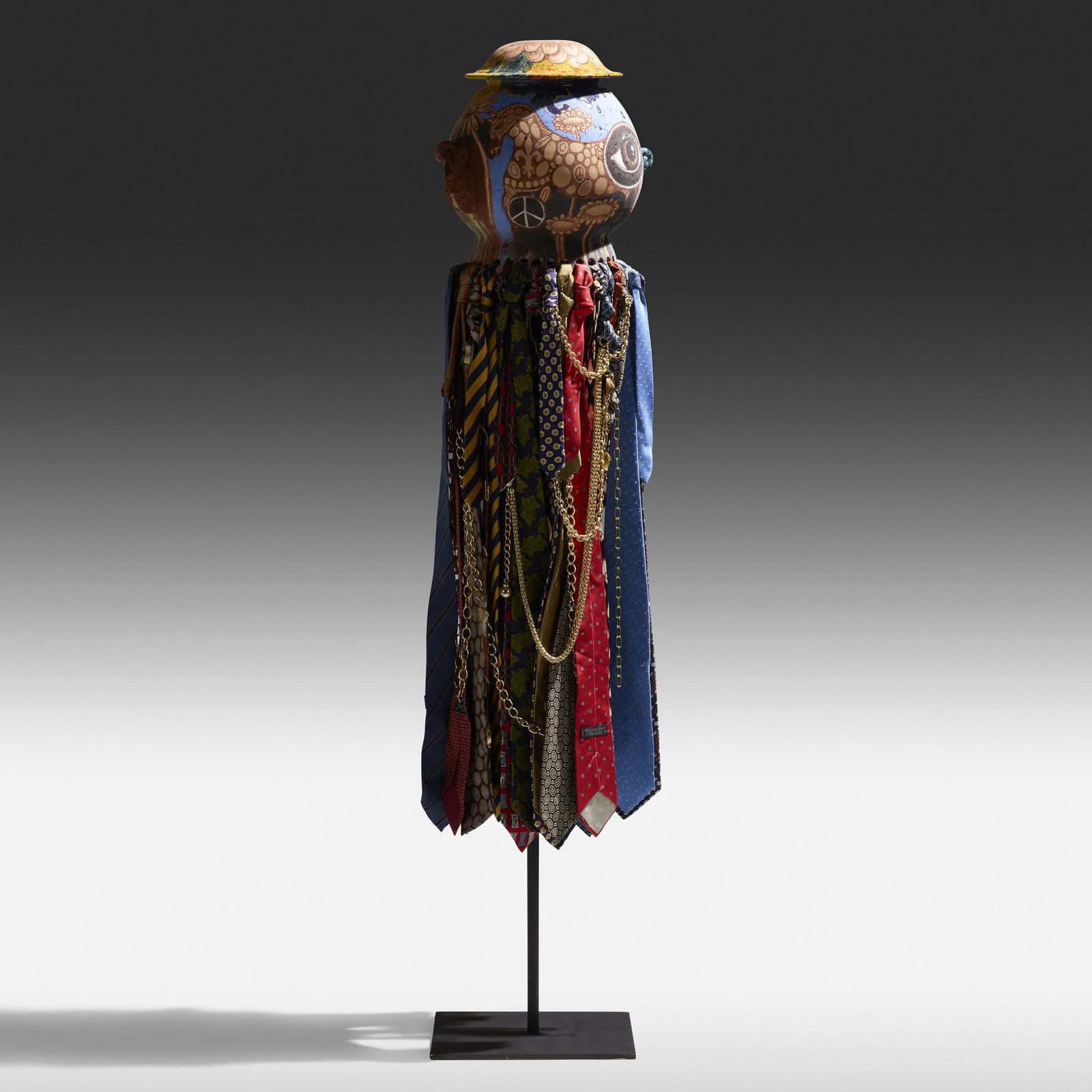 Michael Lucero, Untitled from the Afro-Italian series: Michael Lucero Untitled from the Afro-Italian series Italy, 2011glazed and bisque ceramic, mixed media, enameled steel60.5 h × 12.75 w × 12.75 d in (154 × 32 × 32 cm) Glaz