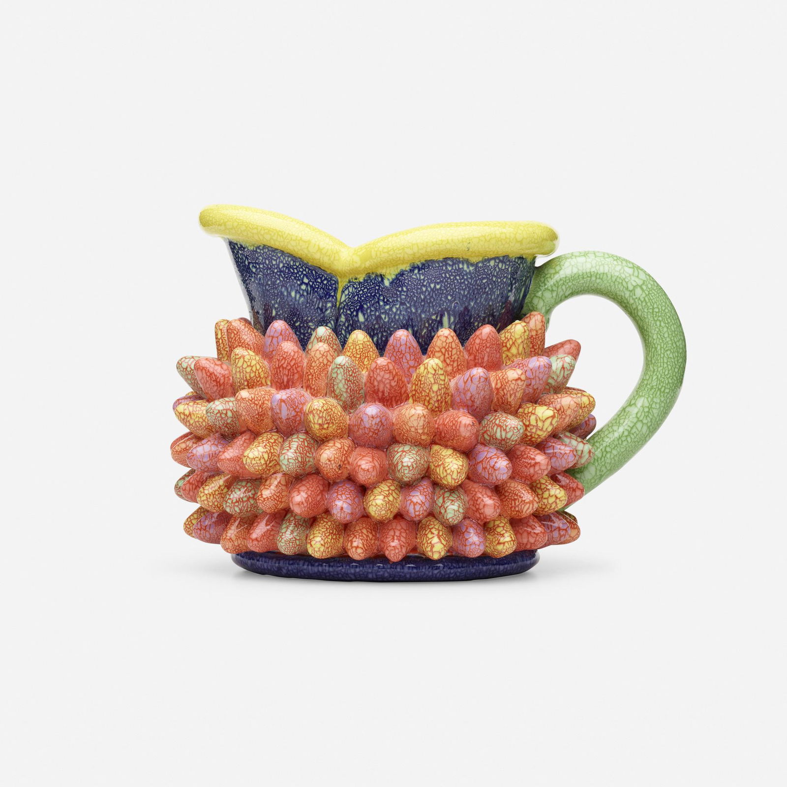 Kate Malone, Tutti Frutti Bumper Car Jug: Kate Malone Tutti Frutti Bumper Car Jug England, 2001glazed earthenware 10 h x 14.5 w x 10 d inches Incised signature to undeside 'Kate Malone'. Provenance: Adrian Sassoon |