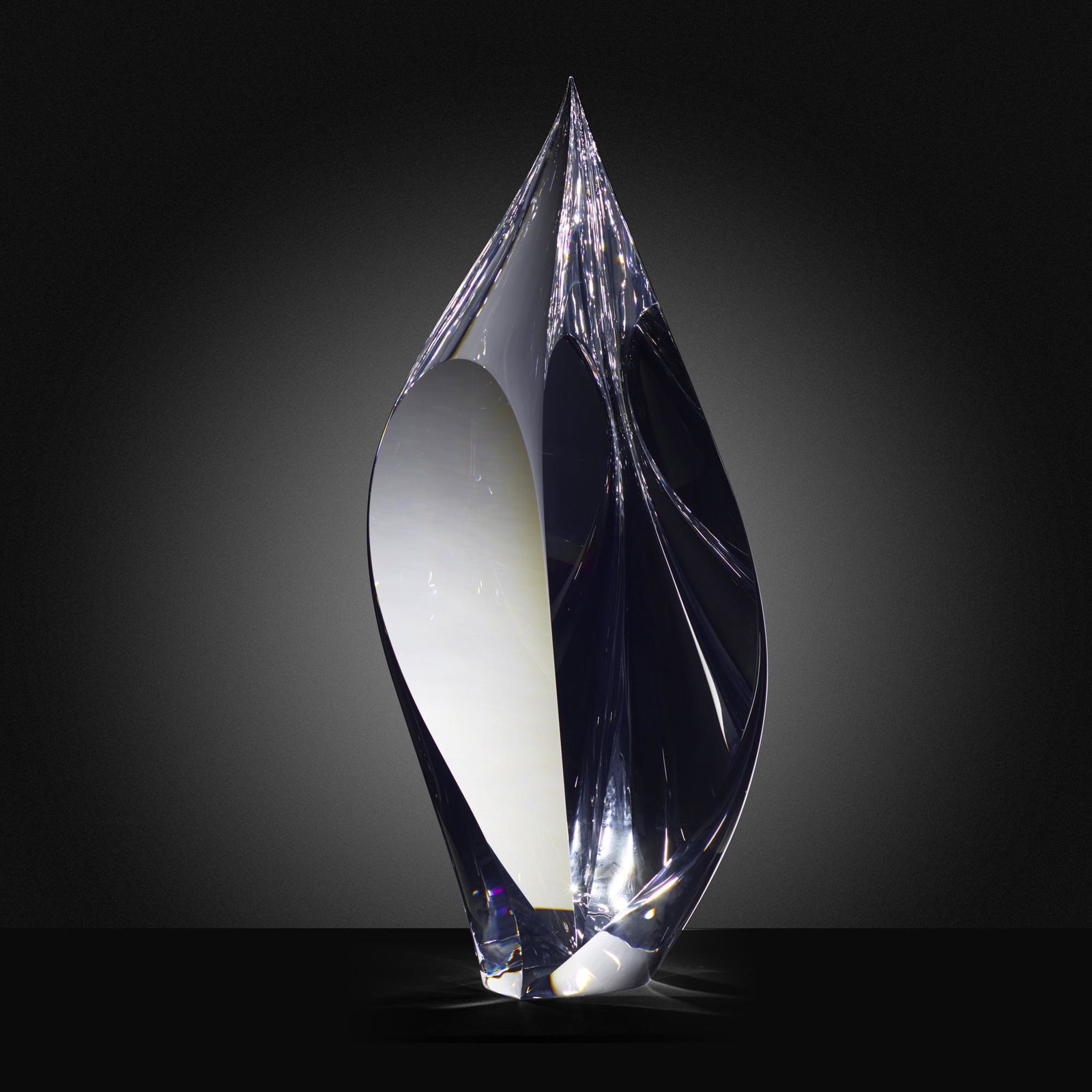 Christopher Ries, Lotus: Christopher Ries Lotus USA, 2008cut, ground, and polished optical crystal44.125 h × 18.75 w × 12 d in (112 × 48 × 30 cm) Etched signature and date '© Christopher Ries 3/15