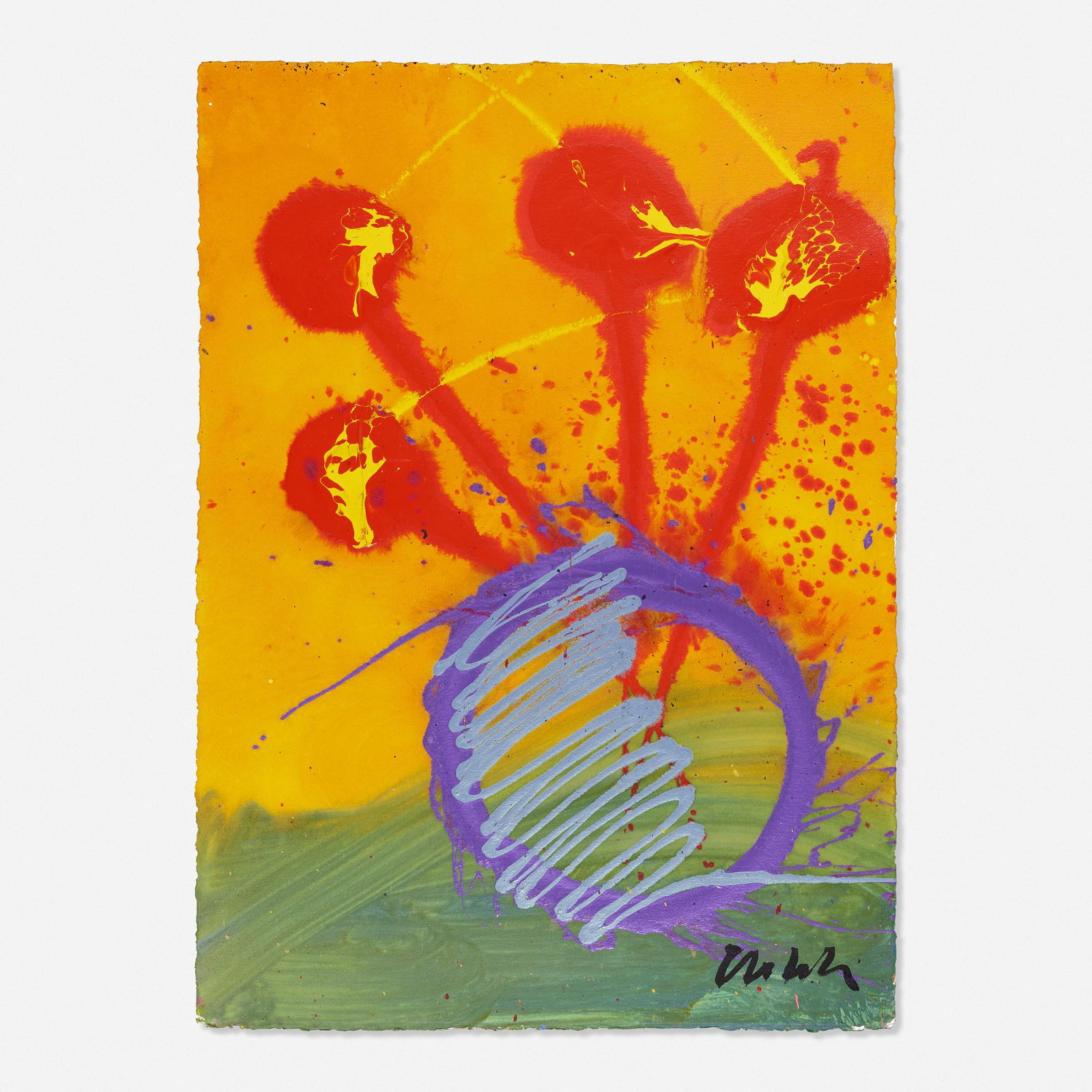 Dale Chihuly, Untitled (Ikebana): Dale Chihuly Untitled (Ikebana) acrylic and metallic paint on paper 41.25 h × 29.5 w in (105 × 75 cm) Signed to lower right 'Chihuly'. Provenance: Duane Reed Gallery,