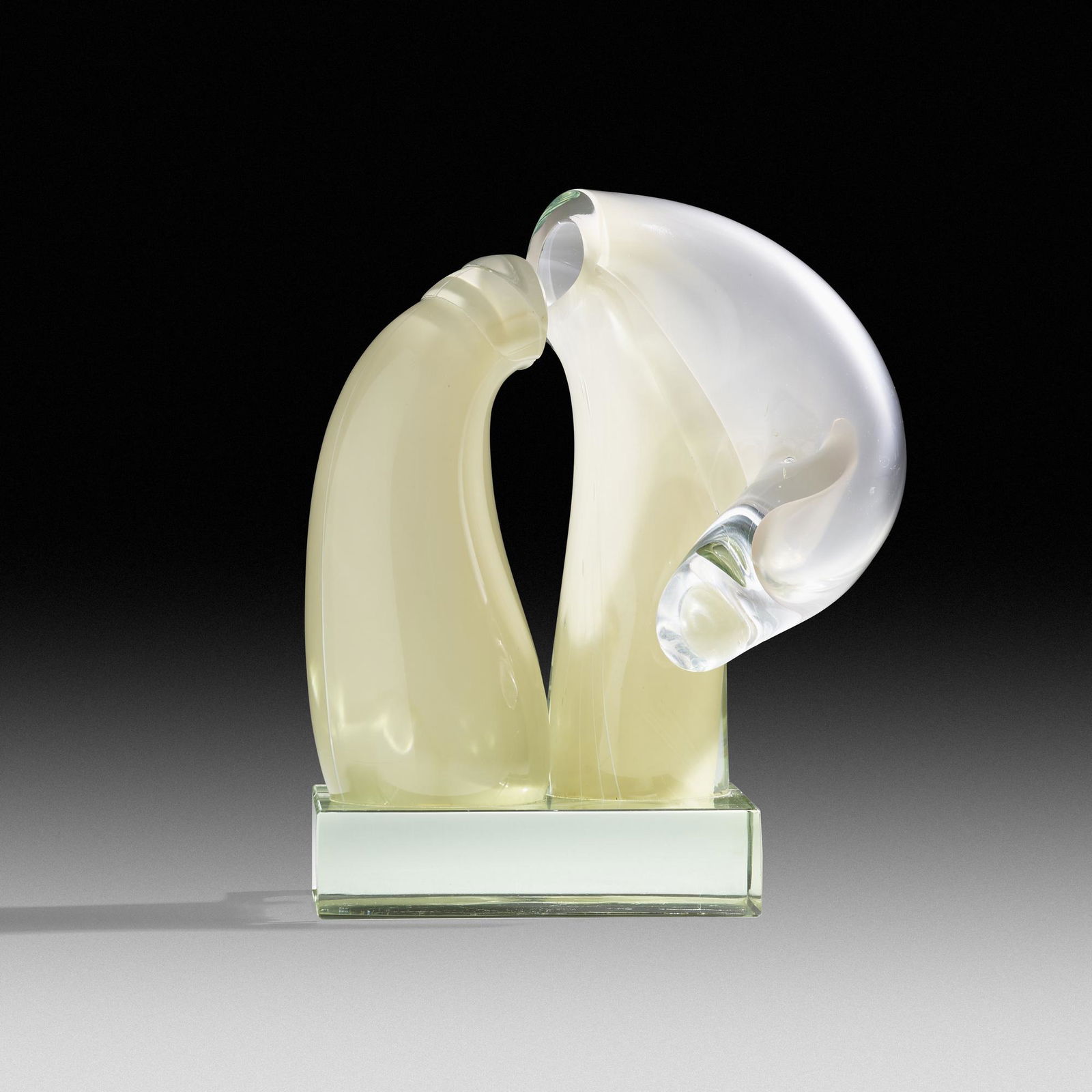 Harvey Littleton, Untitled: Harvey Littleton Untitled USA, 1977hand-blown, cut, and polished glass8.5 h × 7.25 w × 4.75 d in (22 × 18 × 12 cm) Etched signature and date to base 'Harvey K Littleton 19