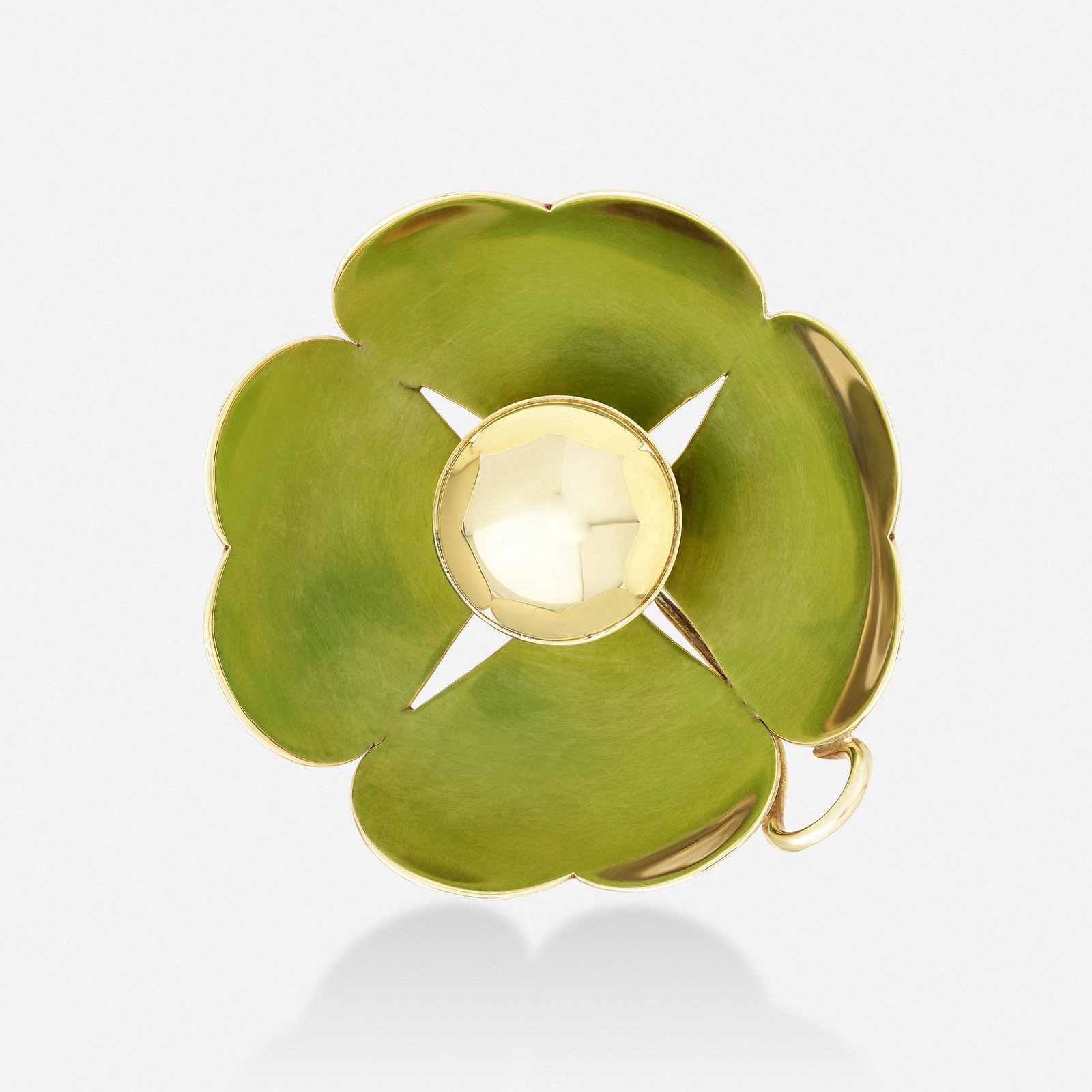 Attributed to Cartier, Retro gold enamel flower brooch (1 of 4)
