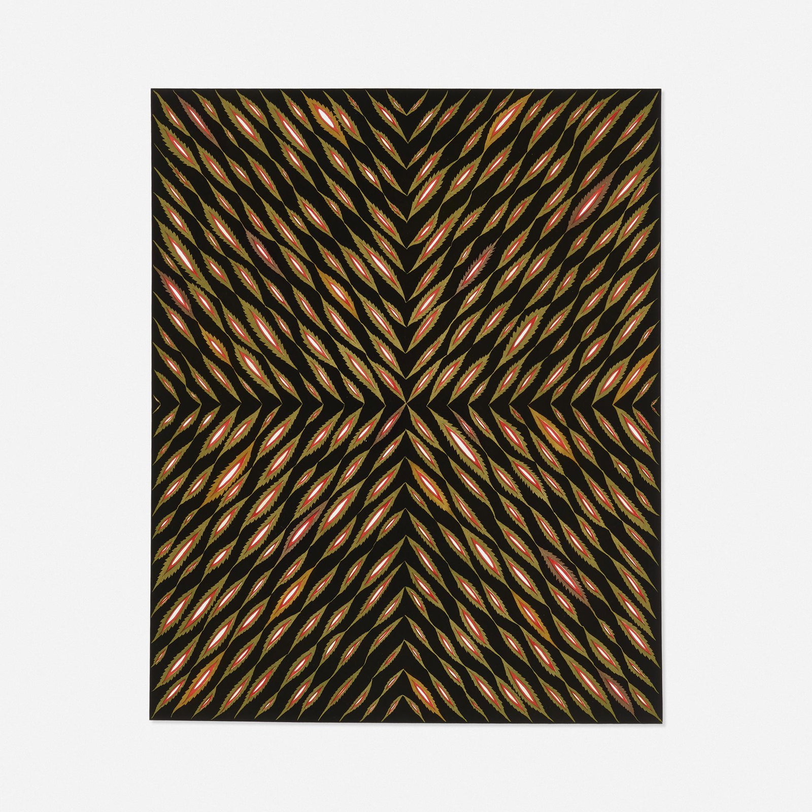 Fred Tomaselli, 50 V's for the Center of your Face: Fred Tomaselli 50 V's for the Center of your Face 1998 aquatint photo etching 42.5 h × 35 w in (108 × 89 cm) Signed, dated and numbered to lower edge '9/40 Tomaselli 98'. This work is n