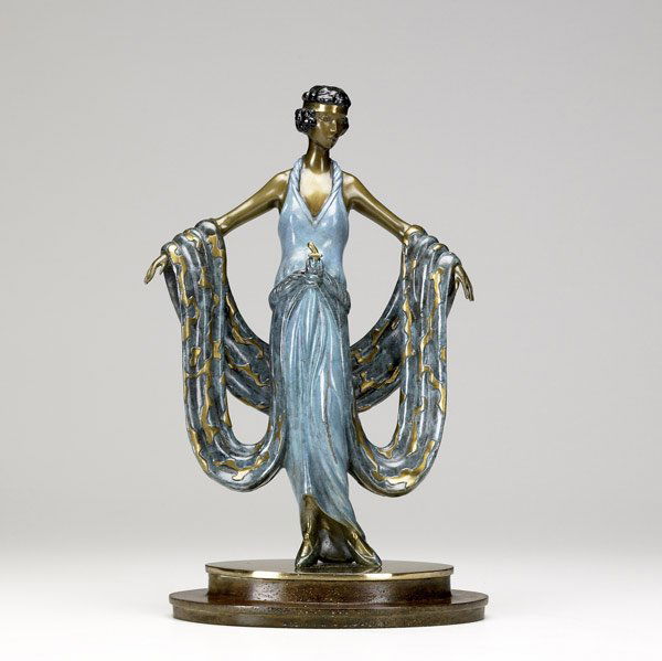 ROMAIN DE TIRTOFF (ERTE) (Russian, 1892-1990): ROMAIN DE TIRTOFF (ERTE) (Russian, 1892-1990) 'Gala' bronze statuette from the Erte Sculpture Collection, 20th C. With accompanying documentation. 15"