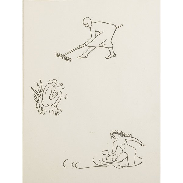 TWO WORKS ON PAPER : TWO WORKS ON PAPER Aristide Maillol (French, 1861-1944) ''Les Georgiques,'' woodcut (framed), not signed. 12 3/4'' x 9 1/2''; Johannes Schiefer (Dutch/American, 1896-1979)''Porte Saint Martin, Paris,'