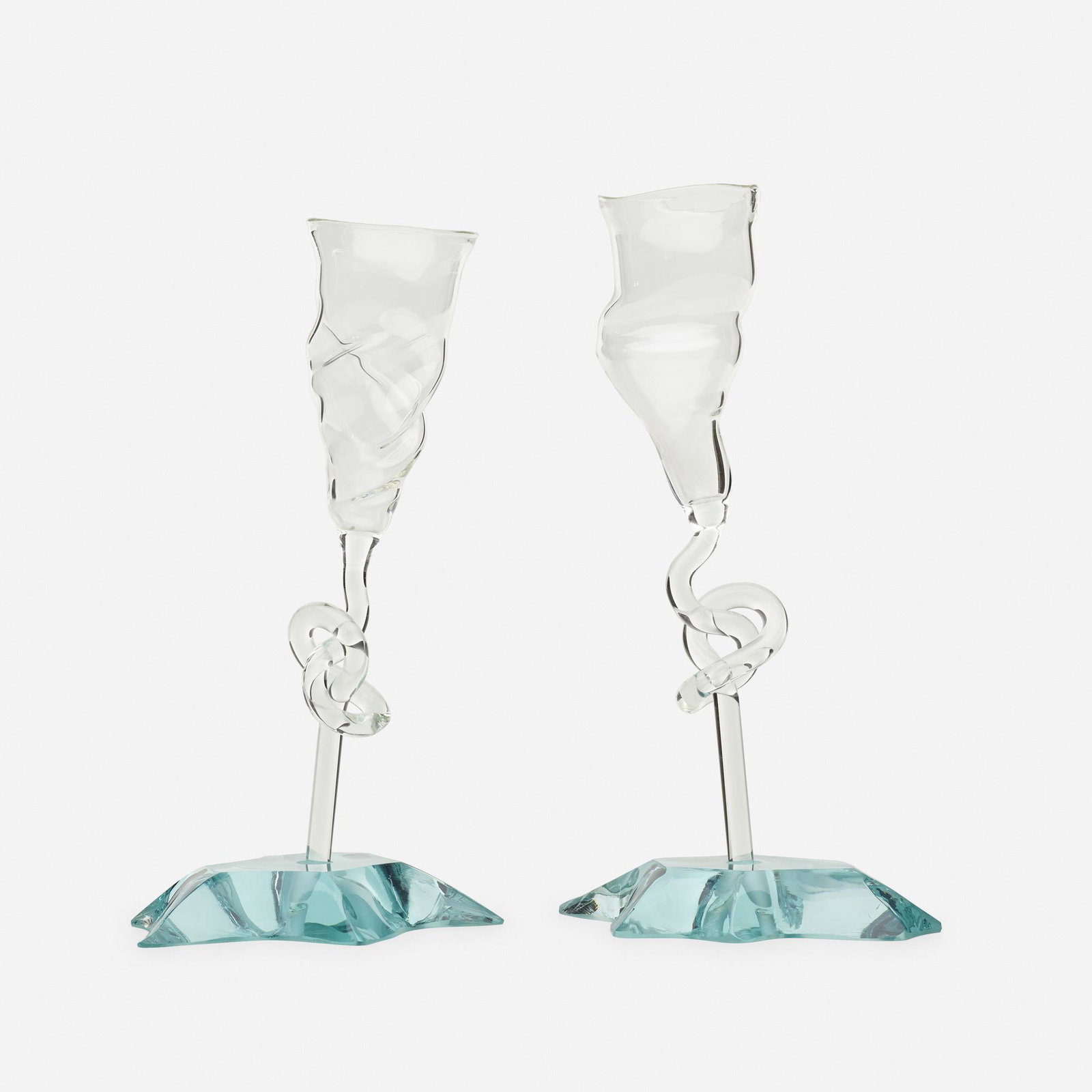 Danny Lane, Diwali glasses, set of two: Danny Lane Diwali glasses, set of two United Kingdom, c. 2013 blown glass, cut and polished cast glass Each example measures approximately 11 h x 6.25 w x 3.75 d inches. Etched signature to base of ea