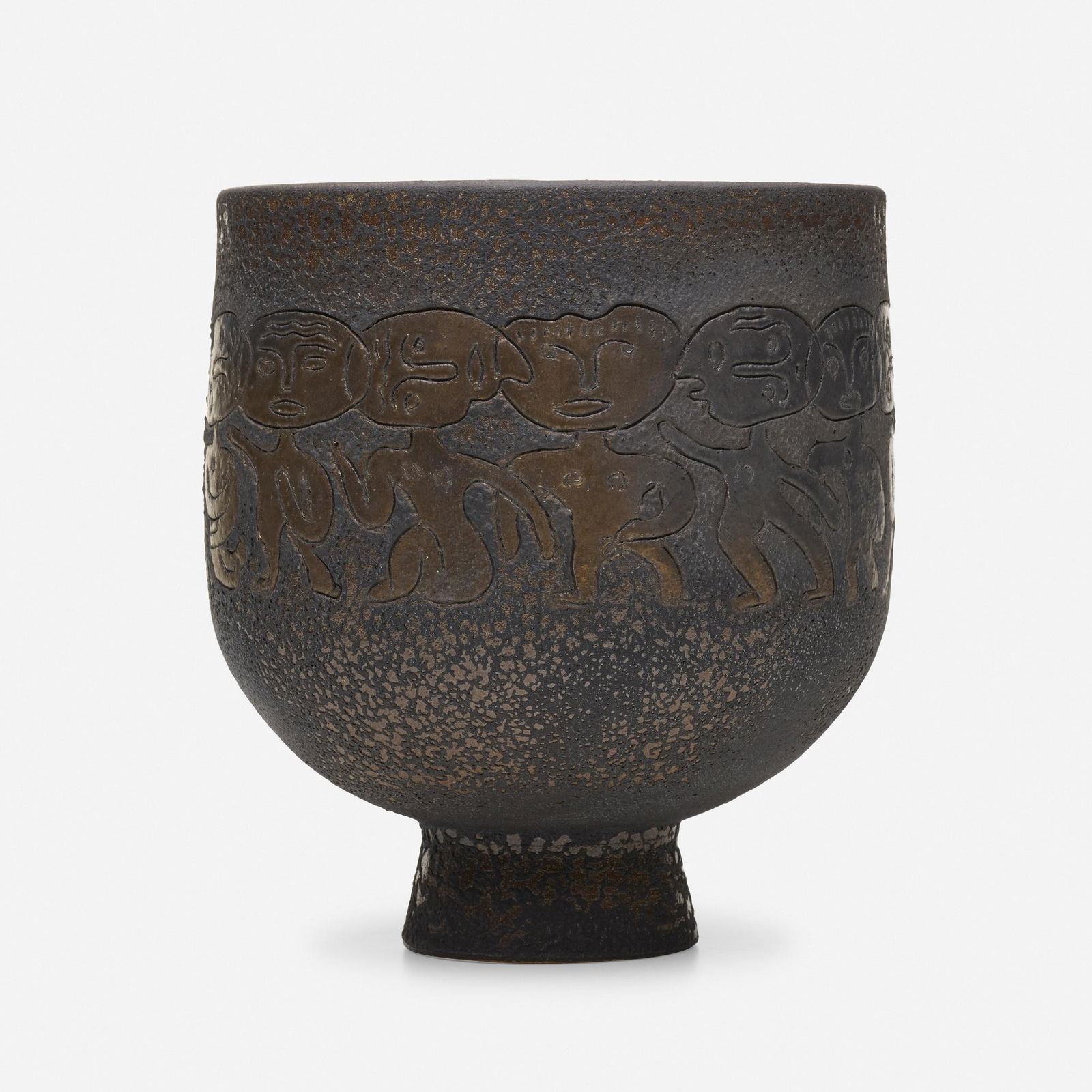 Edwin and Mary Scheier, Chalice form: Edwin and Mary Scheier Chalice form USA, 1988carved and glazed stoneware9.5 h × 8.5 dia in (24 × 22 cm) Incised signature and date to underside 'Scheier 88'. This