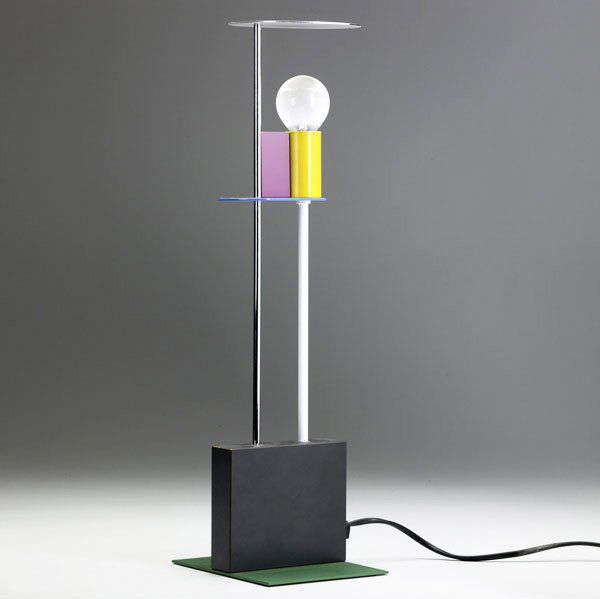 GERARD TAYLOR / MEMPHIS Piccadilly table lamp: GERARD TAYLOR / MEMPHIS Piccadilly table lamp in enameled metal and polished chrome. 18'' x 4 3/4'' x 5 3/4''