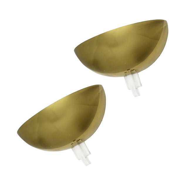 KARL SPRINGER / QUOIZEL Two demi-lune sconces: KARL SPRINGER / QUOIZEL Two brass and lucite demi-lune two-socket sconces. 8 1/2'' x 14'' x 7 1/4''