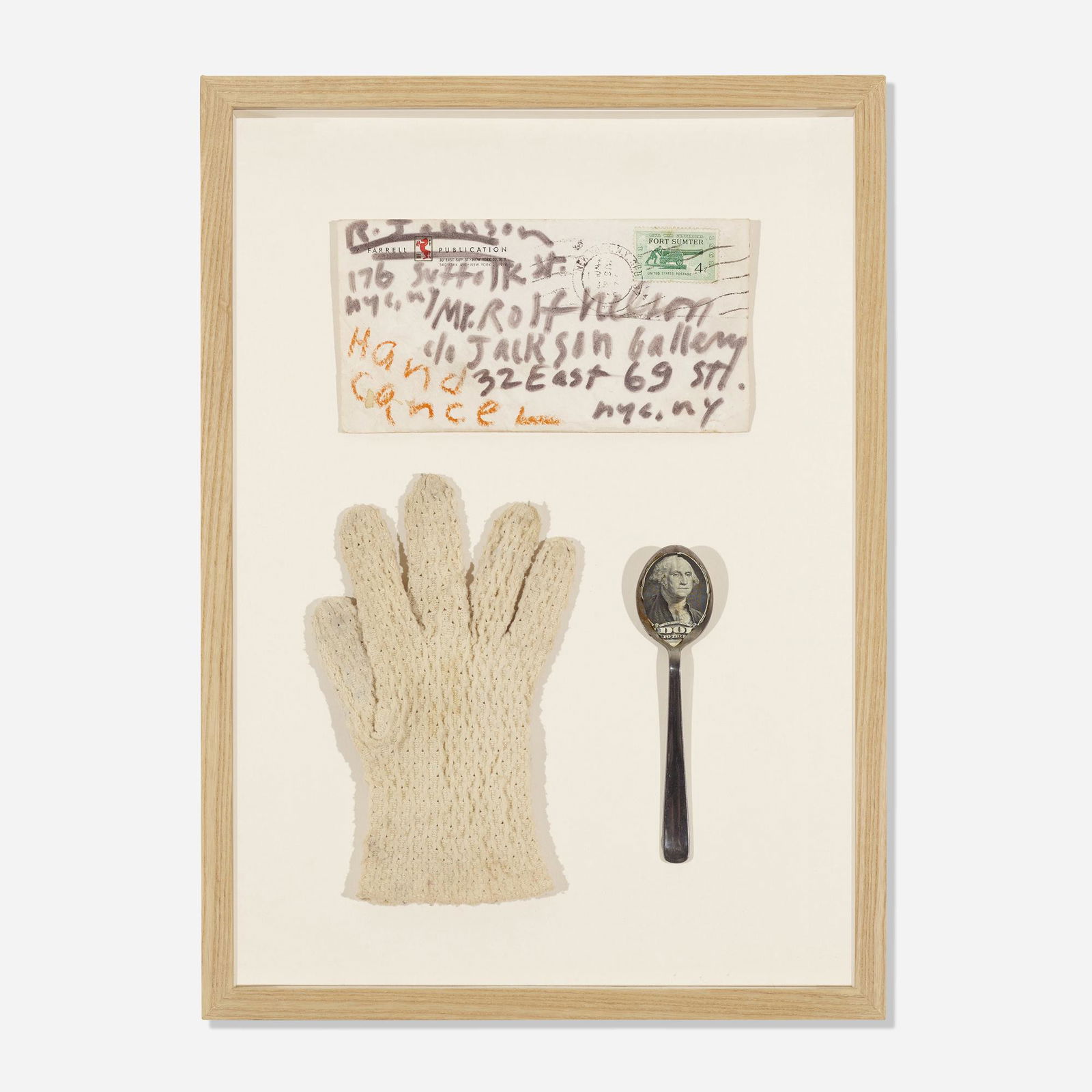 Ray Johnson, Untitled: Ray Johnson Untitled c. 1970mixed media17 h × 12.5 w in (43 × 32 cm) Signed to upper edge of envelope 'R. Johnson'. Provenance: Gift from the artist, Collectio