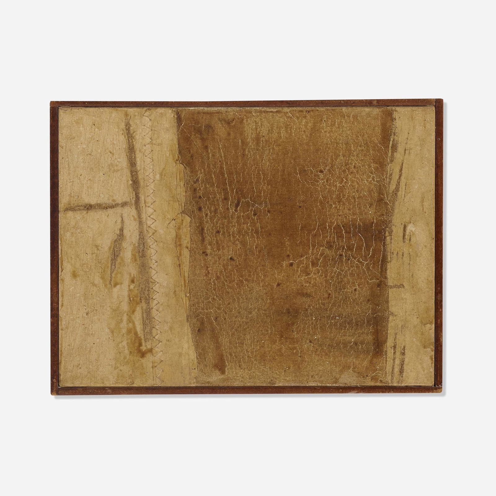 Robert Moskowitz, Untitled: Robert Moskowitz Untitled 1960stained fabric window shade collage on canvas in artist's frame9 h × 12 w in (23 × 30 cm) Provenance: Collection of Rolf Nelson | Privat