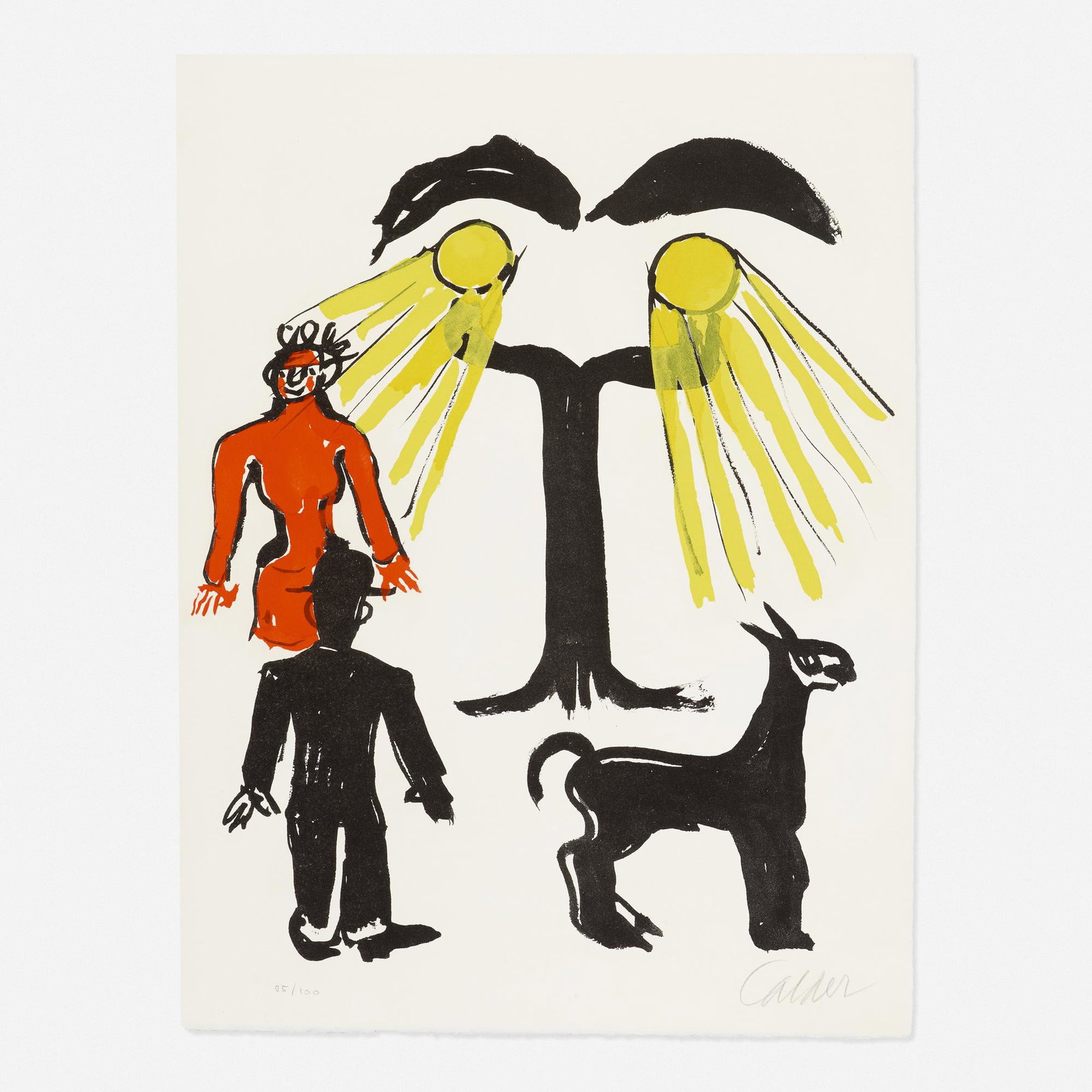 Alexander Calder, Hommage à Man Ray: Alexander Calder Hommage à Man Ray 1974 lithograph in colors 19.625 h × 14.75 w in (50 × 37 cm) Signed and numbered to lower edge '95/100 Calder'. This work is number 95 from the editio