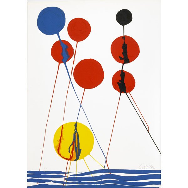 ALEXANDER CALDER Lithograph: ALEXANDER CALDER Lithograph, ''Balloons.'' Signed Calder in pencil. 39 1/2'' x 28 1/2''
