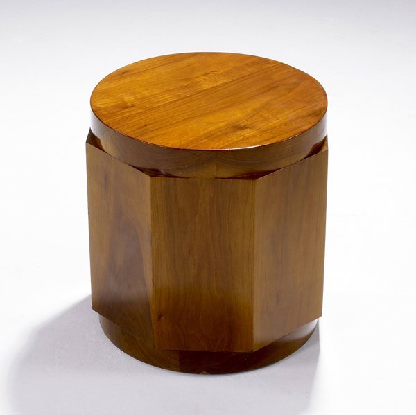 EDWARD WORMLEY / DUNBAR Octagonal table: EDWARD WORMLEY / DUNBAR Octagonal sapwood pedestal/side table. 15'' x 14 1/4'' dia.
