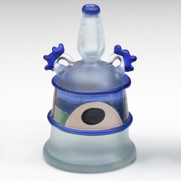 DAN DAILEY / LINO TAGLIAPIETRA Miniature glass vas: DAN DAILEY / LINO TAGLIAPIETRA Miniature glass vase with stylized landscape in polychrome, early 1990s. (Vases of this type were miniature replicas of collaborative pieces that Dailey and Tagliapietra