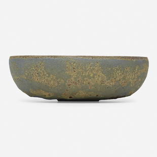 Gertrud and Otto Natzler, Bowl: Gertrud and Otto Natzler Bowl USAvolcanic glazed earthenware3 h &times; 9.25 dia in (8 &times; 23 cm) Slip signature to underside 'Natzler'. Provenance: Rago, Modern Ce