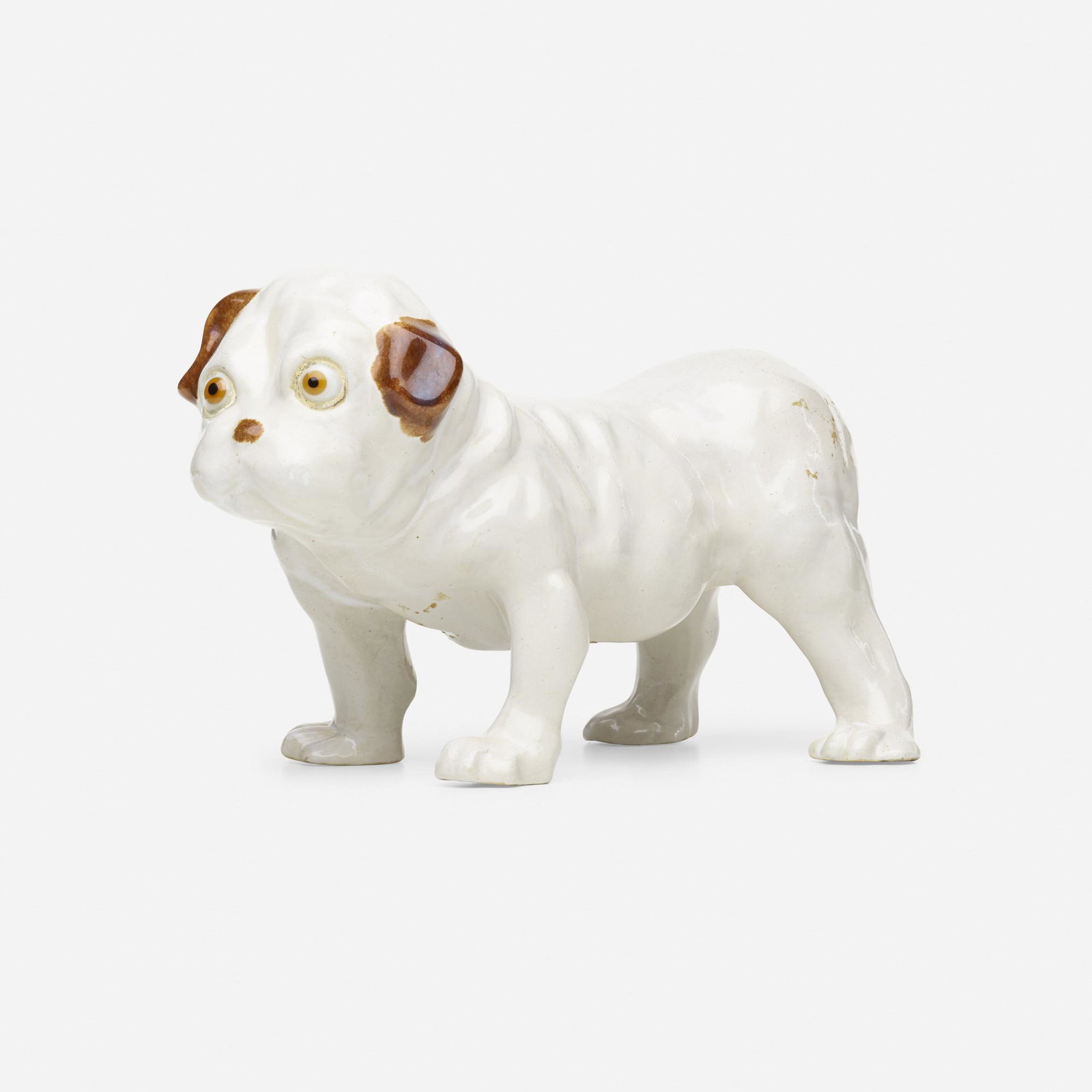 Fulper Pottery, Rare bulldog: Fulper Pottery Rare bulldog USA, 1929-34 glazed earthenware, glass 6.5 h × 6.5 w × 11 d in (17 × 17 × 28 cm) Impressed horizontal mark to underside 'Fulper'.
