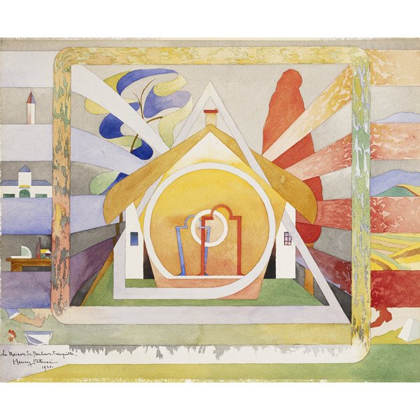 Henry Valensi (French, 1883-1960) La Maison du Bon: Henry Valensi (French, 1883-1960) La Maison du Bonheur Tranquille, 1920; Watercolor on paper; Signed, dated and titled; 14 3/4'' x 17 7/8'' (sheet); Provenance: Private Collection, Massachusetts