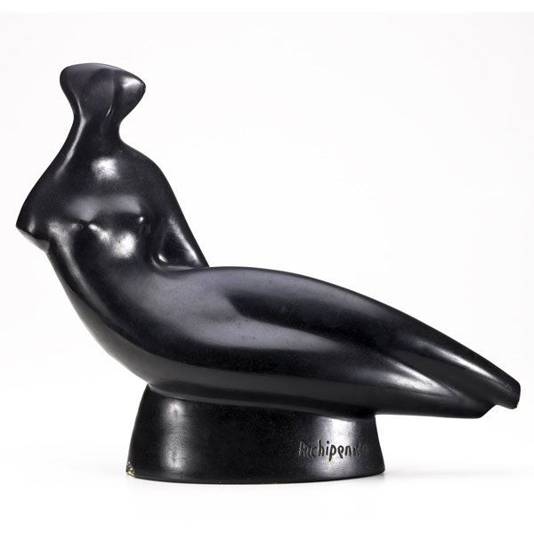 Alexander Archipenko (Ukrainian/American, 1887-196: Alexander Archipenko (Ukrainian/American, 1887-1964) Floating Torso (Variant), ca. 1940; Painted plaster; Inscribed; 13'' x 16 1/2''; Note: Accompanied by letter from Zabriskie Gallery; Provenance: Pr