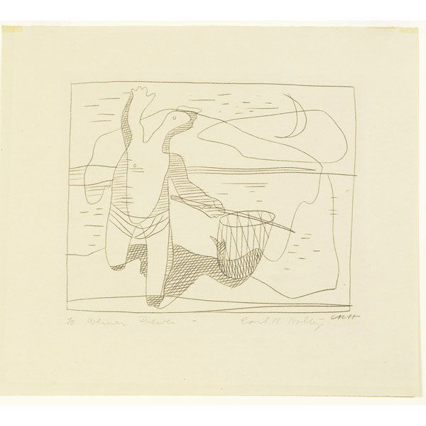 Carl Holty (American, 1900-1973) Untitled, c. 1945: Carl Holty (American, 1900-1973) Untitled, ca. 1945; Pencil on paper; Signed and inscribed ''To Werner Drewes - Carl R. Holty''; 12 7/8'' x 14'' (sheet); Provenance: Collection of Werner Drewes; Aaron