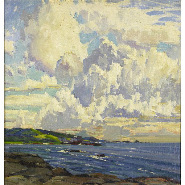 Gustave Cimiotti, Jr. (American, 1875-1969) The Bi: Gustave Cimiotti, Jr. (American, 1875-1969) The Big Sky Bermuda; Oil on canvasboard (framed); Signed; 19 3/8'' x 18 1/8''; Provenance: Private Collection, New Jersey