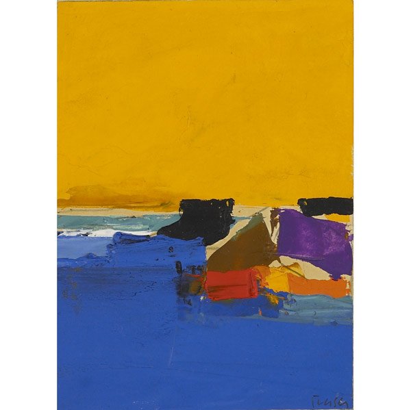 Donald Hamilton Fraser (British, b. 1929) Landscap: Donald Hamilton Fraser (British, b. 1929) Landscape Fragment; Oil on board (framed); Signed; 5'' x 3 3/4''; Provenance: Private Collection