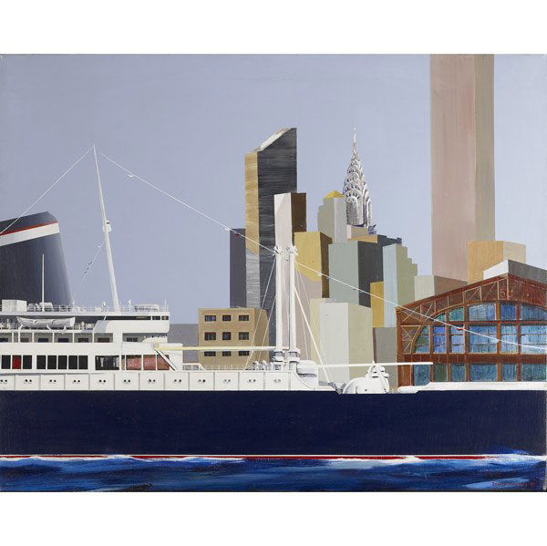 Ronald Mallory (American, b. 1939) U.S. America Pi: Ronald Mallory (American, b. 1939) U.S. America Pier 58, 1982; Oil on canvas (framed); Signed, dated and titled; 35 7/8'' x 44''; Provenance: Private Collection, New York