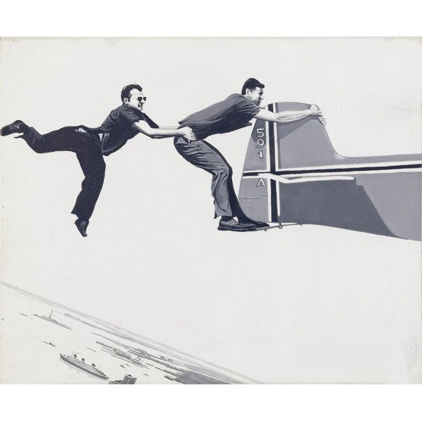 Robert Morris (American, b. 1931) Flying over NY: Robert Morris (American, b. 1931) Flying over NY; Acrylic on board (framed); Signed; 8'' x 9 3/4''; Provenance: Private Collection, Pennsylvania