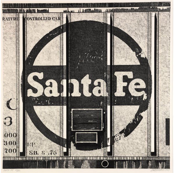 Robert Cottingham (American, b. 1935) Santa Fe, 19: Robert Cottingham (American, b. 1935) Santa Fe, 1987; Lithograph (framed); Signed, dated, titled and numbered 27/50; 23 3/4'' x 23 1/2'' (sight); Provenance: Private Collection, Pennsylvania