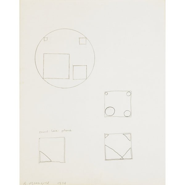 Robert Mangold (American, b. 1937) Point, Line, Pl: Robert Mangold (American, b. 1937) Point, Line, Plane, 1974; Pencil on paper (framed); Signed, dated and titled; 13 5/8'' x 10 5/8'' (sight); Provenance: Studio La Citta, Verona; Private Collection