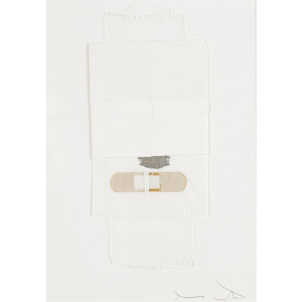 Hermann Nitsch (Austrian, b. 1938) Two works of ar: Hermann Nitsch (Austrian, b. 1938) Two works of art: Band Aid; Mixed media (framed); Signed; 11 1/2'' x 8''; Band Aid; Mixed media (framed); Signed; 11 1/2'' x 8''; Provenance: Private Collection, Bel