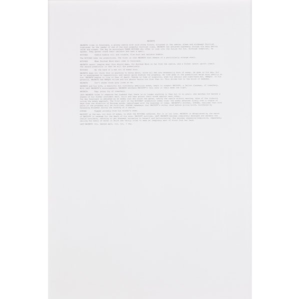 Emma Kay (British, b. 1961) Macbeth, from the seri: Emma Kay (British, b. 1961) Macbeth from the series ''Shakespeare from Memory'', 1998; Inkjet print (framed); Signed, dated and numbered 3/7; 23'' x 16 1/4'' (sight); Provenance: Private Collection, N