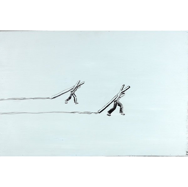 Chris Johanson (American, b. 1968) I Am with Chris: Chris Johanson (American, b. 1968) I Am with Christ is What Some People Say, 1999; Acrylic on board; Signed, dated and titled; 23 1/2'' x 36 1/2'' x 2 1/2''; Provenance: Private Collection, San Franci