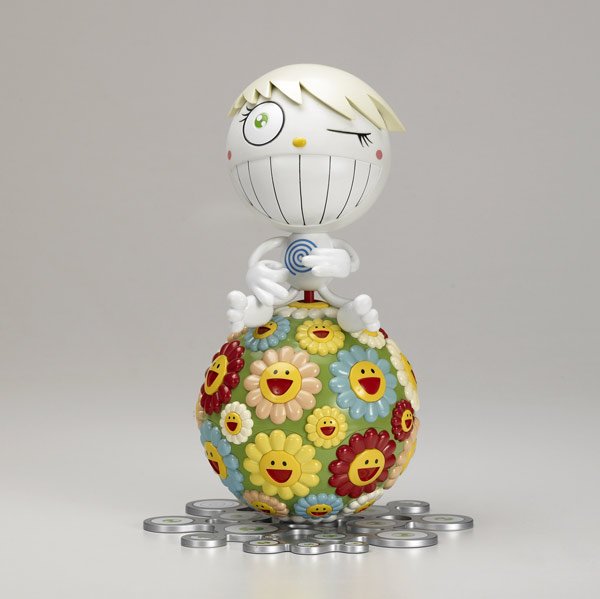Takashi Murakami (Japanese, b. 1963) Mister Wink,: Takashi Murakami (Japanese, b. 1963) Mister Wink, Cosmos Ball, 2000; Polychrome plastic with mini CD-Rom with music by Zakyumiko; Stamped signature from edition of 3000; 10 1/4'' high; Publisher: Pete