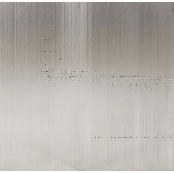 Riccardo Di Marchi (Italian, b. 1964) Two works of: Riccardo Di Marchi (Italian, b. 1964) Two works of art: Untitled, 2003; Stainless steel; Signed and dated; 39 1/4'' x 39 1/2''; Test, 2003; Plastic; Signed and dated; 39 1/4'' x 39 1/4'' x 1 1/4''; Pr