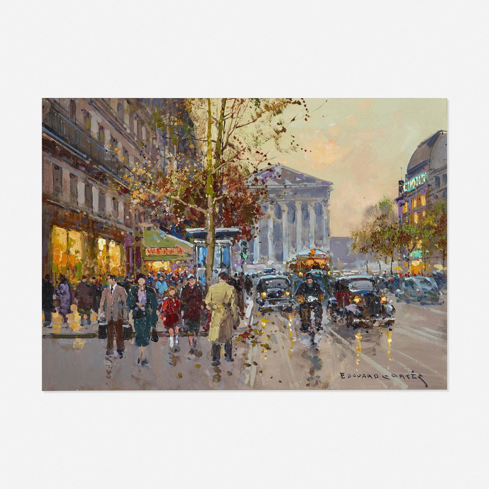 Edouard Léon Cortès, Rue Royale, Madeleine: Edouard Léon Cortès Rue Royale, Madeleine c.1955-60oil in canvas12 h × 18 w in (30 × 46 cm) Signed to lower right 'Edouard Cortès'. This work will be included in the Virtual Catalogue