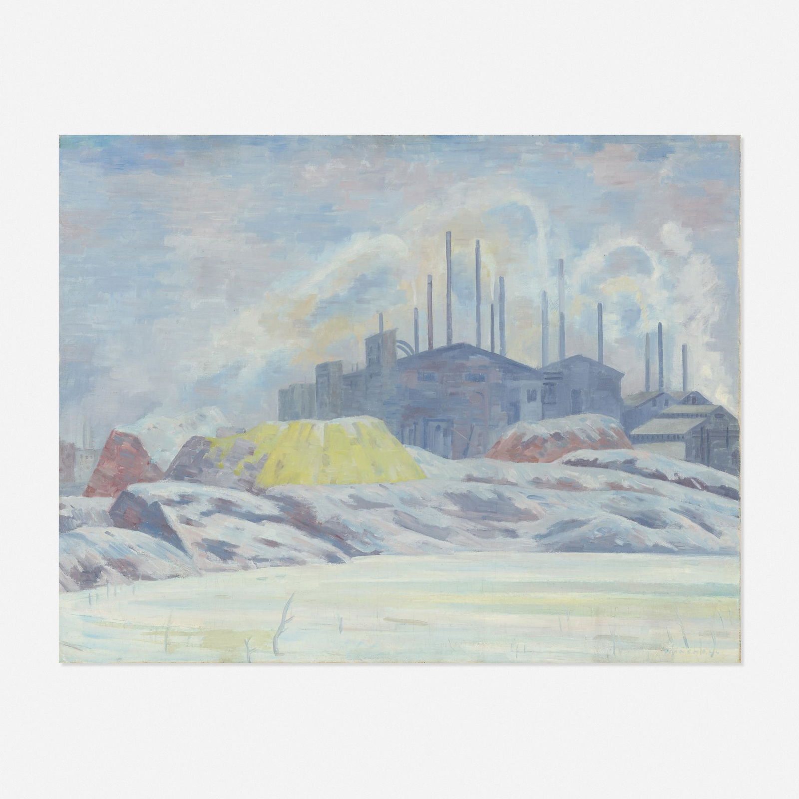 Paul Winchell, Steel Mills, Cleveland: Paul Winchell Steel Mills, Cleveland c. 1930oil on canvas18 h × 36 w in (46 × 91 cm) Signed to lower right 'Winchell'. Provenance: Rachel Davis, Shaker Heights